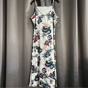 Hawaiian Motorcycle Print VNeck Dress